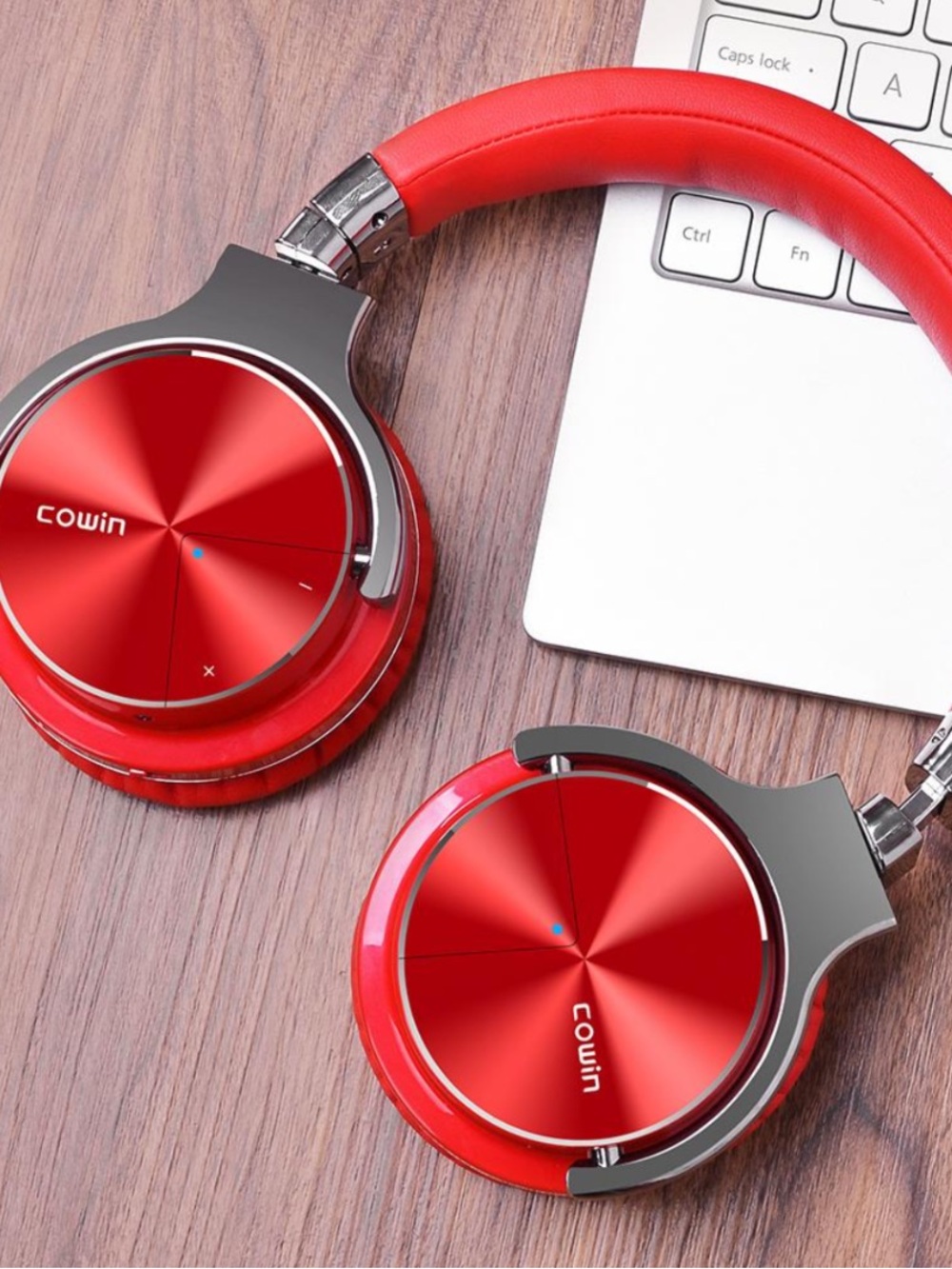 Red Over-Ear Headphones with Carry Case - Wireless/USB Charging